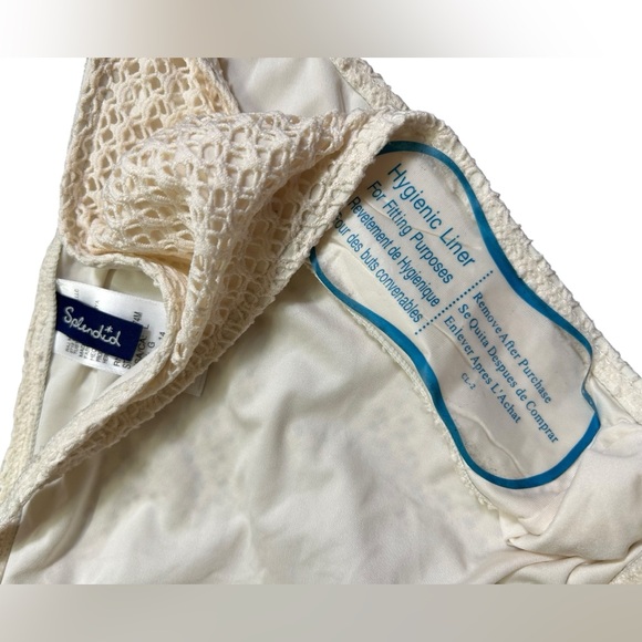 SPLENDID cream crochet side tie bikini swim bottom size Large style SP62274M NWT - Picture 3 of 6